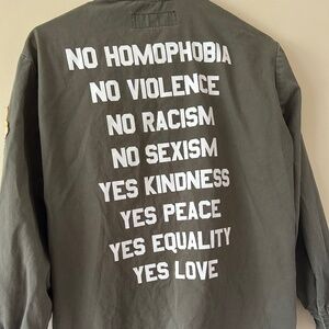 Jac Vanek "No Homophobia" Army Jacket